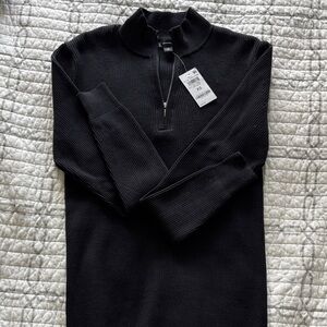 INC International Concepts Men's Black Half-Zip Ribbed Sweater